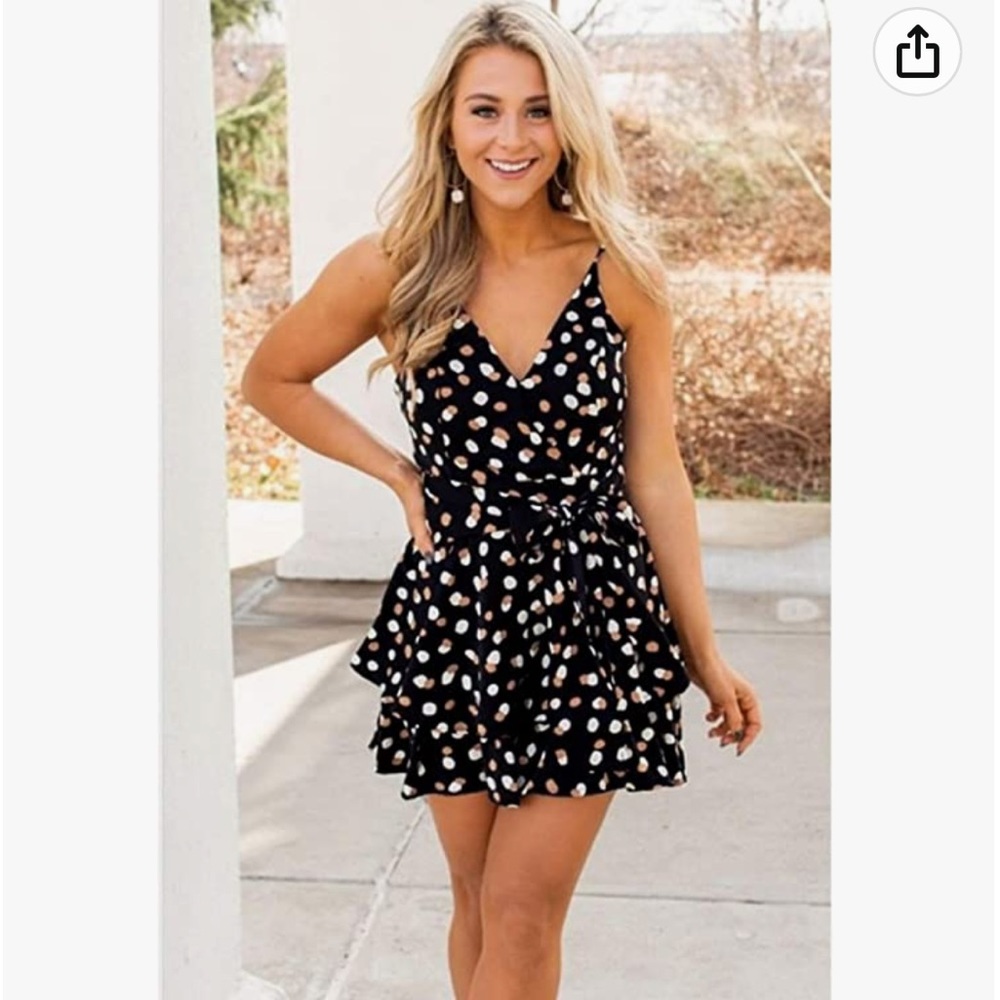 Women’s V Neck Polka Dotted Romper